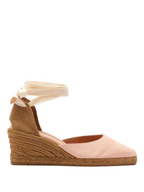 Matchesfashion.com Castaer - Joyce Canvas Wedge Espadrilles - Womens - Light Pink