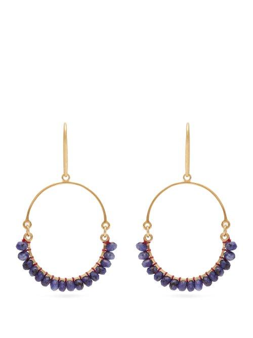 Matchesfashion.com Isabel Marant - Stone Embellished Hoop Earrings - Womens - Blue