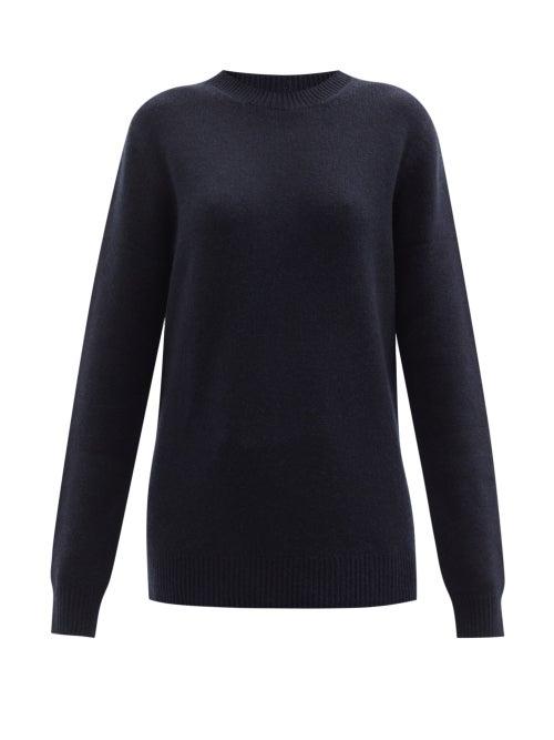 Ladies Rtw Raey - Crew-neck Recycled-cashmere Boyfriend Sweater - Womens - Dark Navy