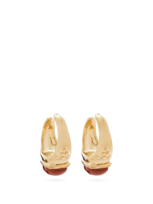 Matchesfashion.com Etro - Resin-embellished Hoop Earrings - Womens - Gold