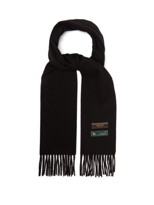 Matchesfashion.com Gucci - Logo Tag Wool Scarf - Mens - Black