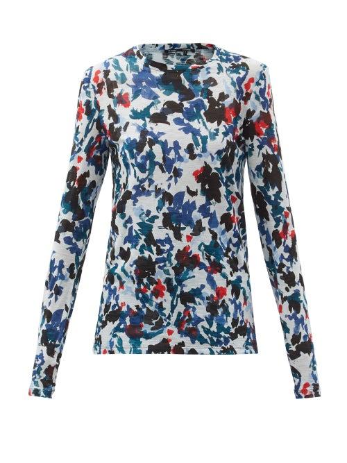 Matchesfashion.com Proenza Schouler - Printed Cotton-jersey Long-sleeved T-shirt - Womens - Blue Multi