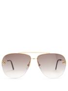 Matchesfashion.com Cartier Eyewear - Panthre De Cartier Aviator Sunglasses - Womens - Gold