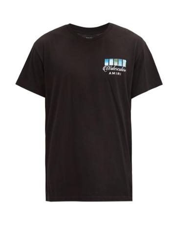 Matchesfashion.com Amiri - Watercolor Swatches Cotton T-shirt - Mens - Black