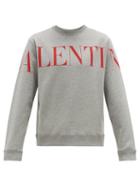 Matchesfashion.com Valentino - Logo Print Cotton Blend Sweatshirt - Mens - Grey