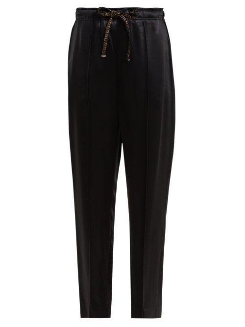 Matchesfashion.com Fendi - Logo Drawstring Satin Trousers - Womens - Navy