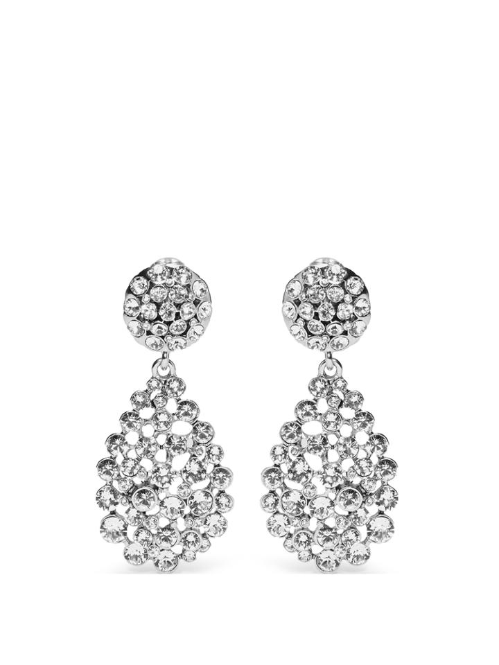 Oscar De La Renta Crystal Teardrop Clip-on Earrings