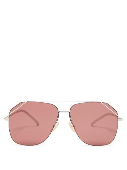 Matchesfashion.com Fendi - Fendifiend Aviator Metal Sunglasses - Mens - Silver