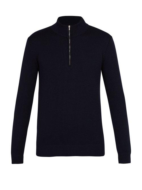 Matchesfashion.com De Bonne Facture - High Neck Wool Sweater - Mens - Navy