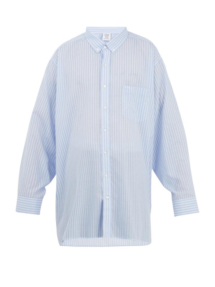 Vetements Oversized Patch-pocket Striped Shirt