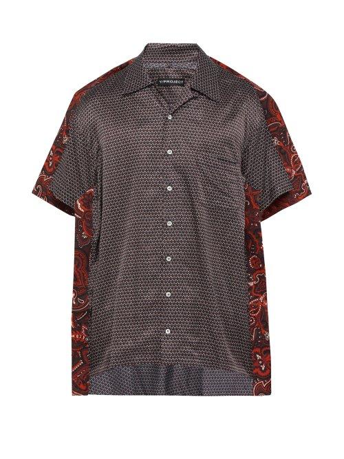 Matchesfashion.com Y/project - Paisley Panel Cotton Blend Bowling Shirt - Mens - Red