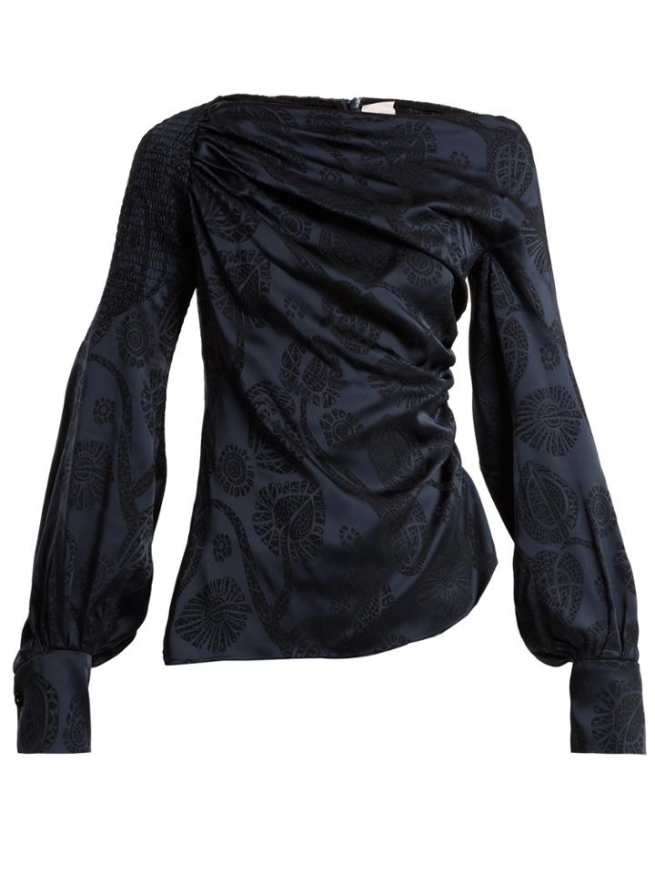Peter Pilotto Floral-jacquard Satin Top