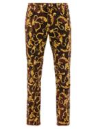 Matchesfashion.com Versace - Baroque-print Cotton-blend Jeans - Mens - Brown Gold