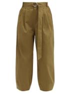 Matchesfashion.com Tibi - Myriam Belted Cotton-blend Twill Trousers - Womens - Khaki