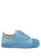 Christian Louboutin - Louis Junior Spike-embellished Suede Trainers - Mens - Light Blue