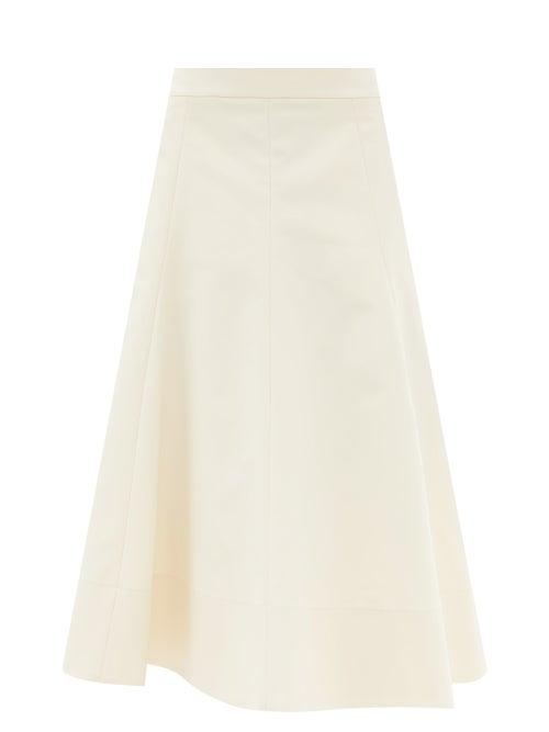 Ladies Rtw Jil Sander - Gored Cotton-twill Midi Skirt - Womens - Cream