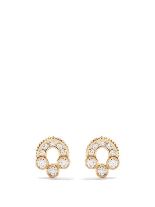 Viltier - Magnetic Diamond & 18kt Gold Stud Earrings - Womens - Yellow Gold