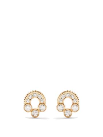 Viltier - Magnetic Diamond & 18kt Gold Stud Earrings - Womens - Yellow Gold