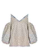 Matchesfashion.com Anna October - Polka Dot Cotton Poplin Top - Womens - White Black