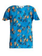Diane Von Furstenberg Silese Floral-print Pleated Silk Top