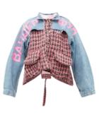 Matchesfashion.com Natasha Zinko - Houndstooth And Denim Panelled Jacket - Womens - Pink Multi