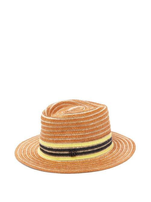 Matchesfashion.com Maison Michel - Andre Striped Raffia And Jute Hat - Womens - Brown Multi