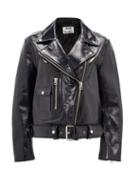 Matchesfashion.com Acne Studios - Patent Grained-leather Biker Jacket - Womens - Navy