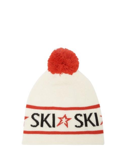 Perfect Moment - Logo-jacquard Wool Beanie Hat - Womens - White Multi