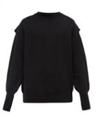Matchesfashion.com Balenciaga - Draped-panel Rib-knitted Wool Sweater - Mens - Black