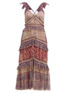 Matchesfashion.com Sea - Bella Sleeveless Ruffled Cotton Dress - Womens - Purple