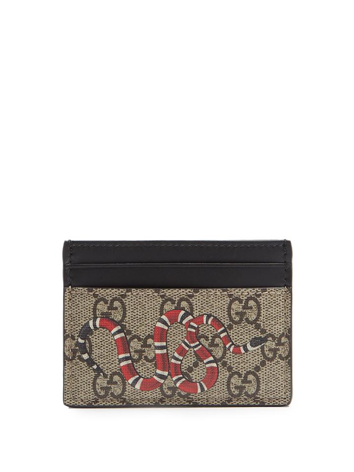 Gucci Gg Supreme Snake-print Cardholder