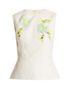 Delpozo Floral-embellished Floral-jacquard Cotton Top