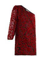 Matchesfashion.com Givenchy - Asymmetric Velvet Devor Mini Dress - Womens - Red