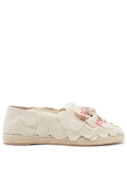Matchesfashion.com Valentino Garavani - Atelier Petal-effect Canvas Espadrilles - Womens - Cream Multi