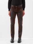 Ralph Lauren Purple Label - Coated Cotton-velvet Slim-fit Jeans - Mens - Dark Brown