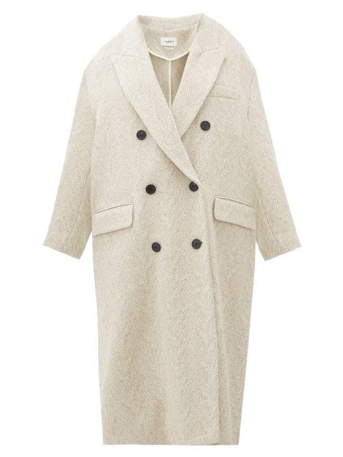 Matchesfashion.com Isabel Marant Toile - Ojima Wool-blend Herringbone-tweed Coat - Womens - Ivory