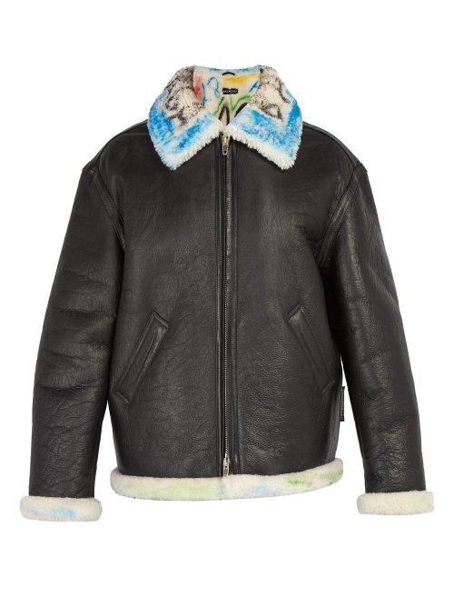 Matchesfashion.com Balenciaga - Graffiti Shearling Jacket - Mens - Black
