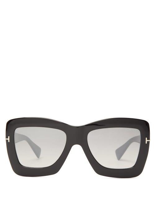 Matchesfashion.com Tom Ford Eyewear - Oversized Acetate Butterfly Sunglasses - Womens - Black