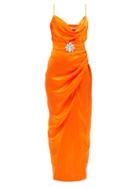 Alessandra Rich - Crystal-embellished Silk-satin Gown - Womens - Orange