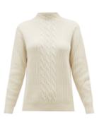 Matchesfashion.com A.p.c. - Nico Cable Knit Wool Blend Sweater - Womens - Ivory