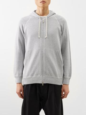 Ghiaia Cashmere - Raglan-sleeve Cotton Zipped Hoodie - Mens - Grey