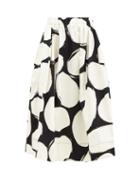 Matchesfashion.com Marni - Oval-print A-line Crepe Skirt - Womens - Black White