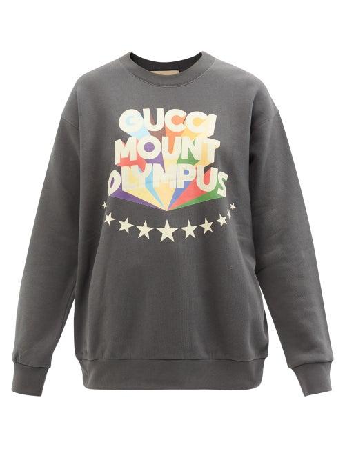 Ladies Rtw Gucci - Mount Olympus Cotton-jersey Sweatshirt - Womens - Black