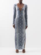 16arlington - Solaria Python-effect Sequinned Gown - Womens - Grey Multi