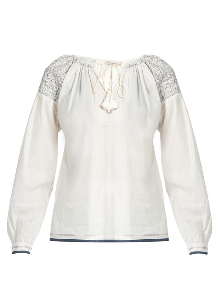 Mes Demoiselles Poppy Smocked-shoulder Cotton Shirt