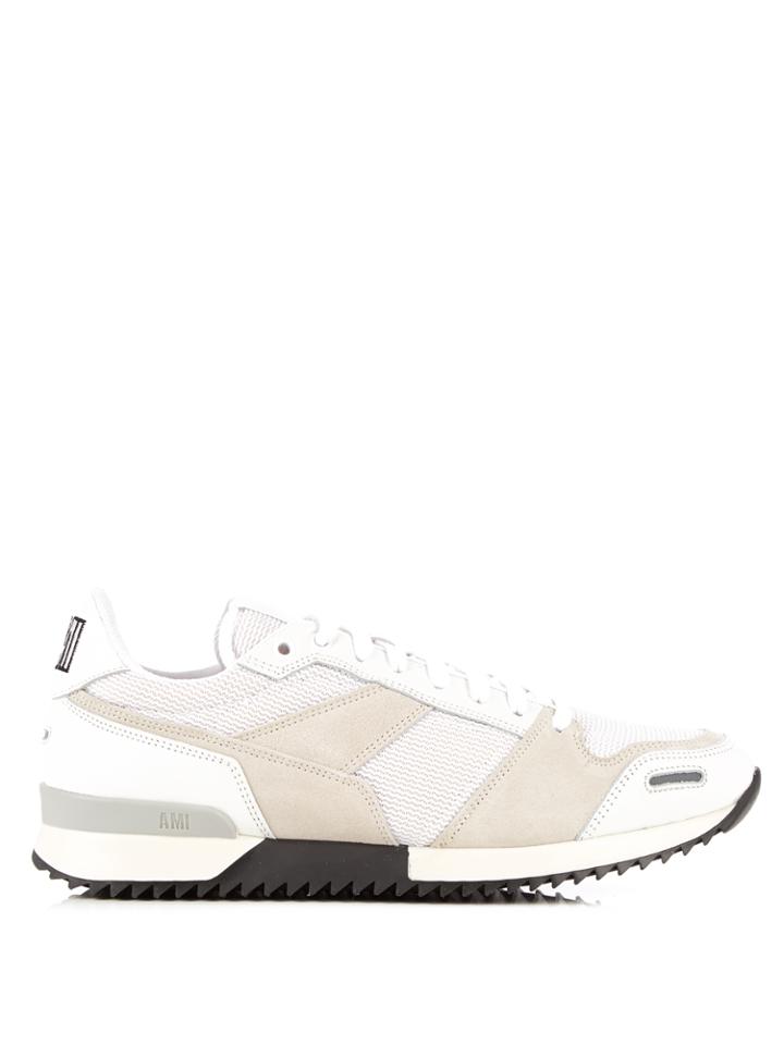 Ami Leather And Suede-panelled Trainers