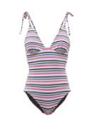 Matchesfashion.com Solid & Striped - The Olympia Gathered-cup Striped Swimsuit - Womens - Multi