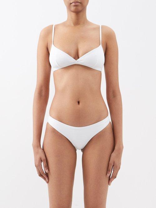 Matteau - The Tri Crop Recycled Fibre-blend Bikini Top - Womens - Chalk