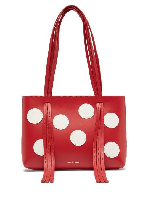 Matchesfashion.com Mansur Gavriel - Fringe Mini Polka Dot Leather Bag - Womens - Red White