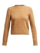 Matchesfashion.com Tibi - Round Neck Stretch Cashmere Sweater - Womens - Tan